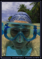 Half-half - Maldives Island / my wife :O) ........ by Michel Lonfat 